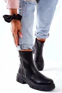 Outlet Damskie buty S.Barski Stylowe Botki Damskie S. Barski Czarne Gles