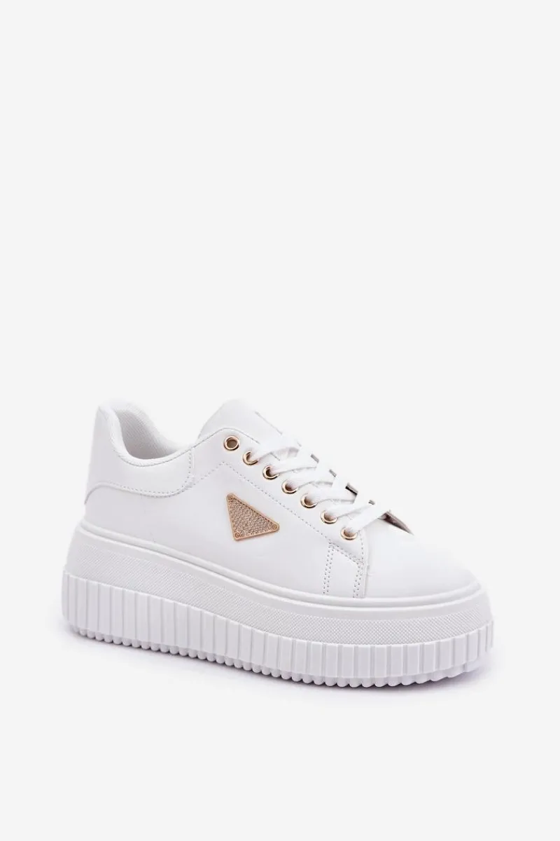 Stylowe Sneakersy Na Masywnej Platformie Białe Vallexia Damskie Buty Sportowe Na Platformie|Sneakersy Damskie