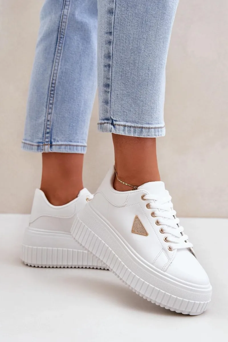 Stylowe Sneakersy Na Masywnej Platformie Białe Vallexia Damskie Buty Sportowe Na Platformie|Sneakersy Damskie