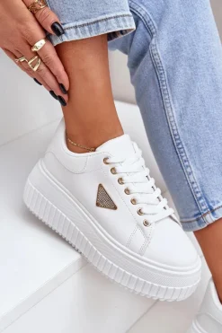 Stylowe Sneakersy Na Masywnej Platformie Białe Vallexia Damskie Buty Sportowe Na Platformie|Sneakersy Damskie
