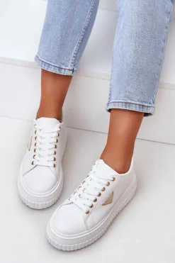Stylowe Sneakersy Na Masywnej Platformie Białe Vallexia Damskie Buty Sportowe Na Platformie|Sneakersy Damskie