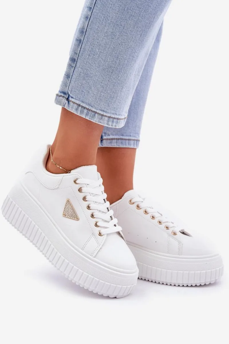 Stylowe Sneakersy Na Masywnej Platformie Białe Vallexia Damskie Buty Sportowe Na Platformie|Sneakersy Damskie