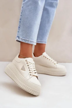 Best Boto Stylowe Sneakersy Na Masywnej Platformie Jasnobeżowe Vallexia