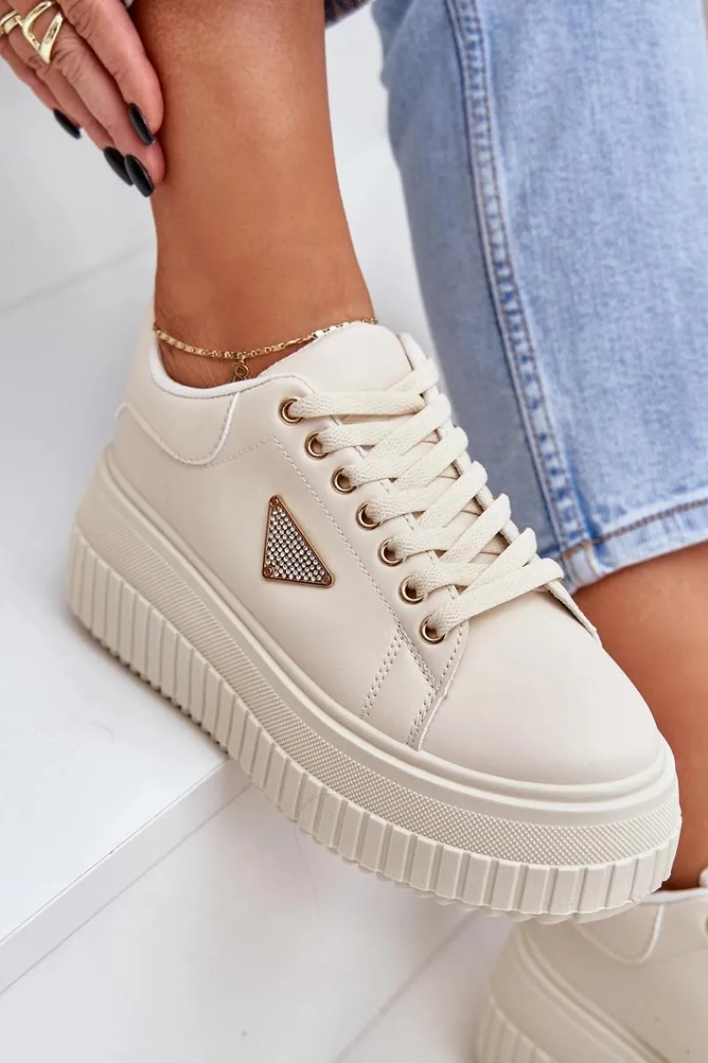 Best Boto Stylowe Sneakersy Na Masywnej Platformie Jasnobeżowe Vallexia