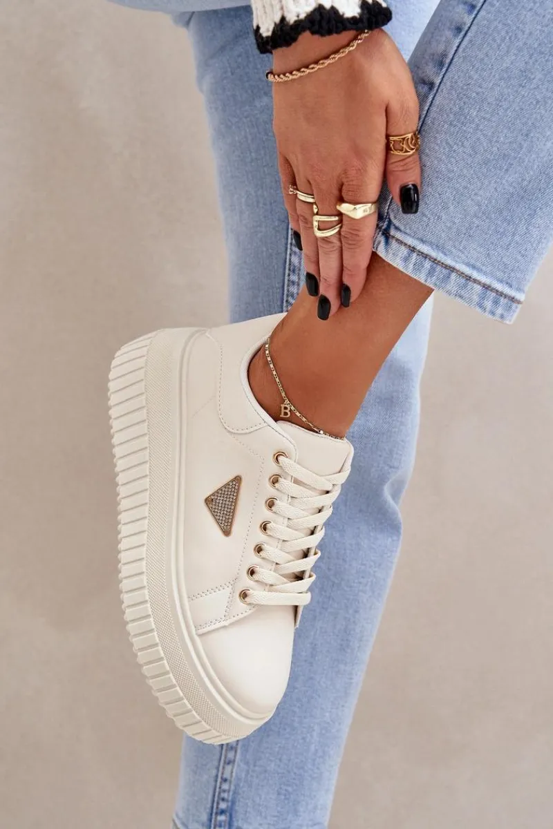 Best Boto Stylowe Sneakersy Na Masywnej Platformie Jasnobeżowe Vallexia