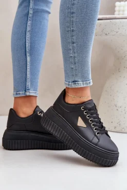 Best Stylowe Sneakersy Na Masywnej Platformie Czarne Vallexia Damskie Buty Sportowe Na Platformie|Sneakersy Damskie