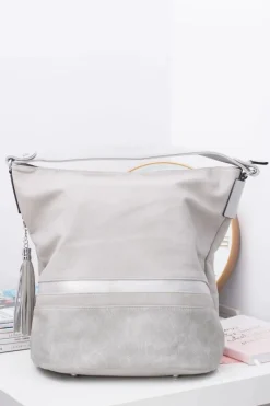 Torebki Klasyczne>Boto Szara Duża Torba Damska Shopper Bag