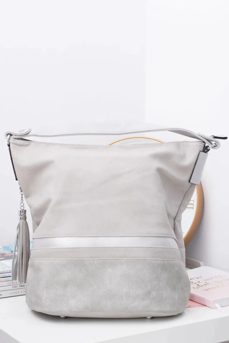 Torebki Klasyczne>Boto Szara Duża Torba Damska Shopper Bag