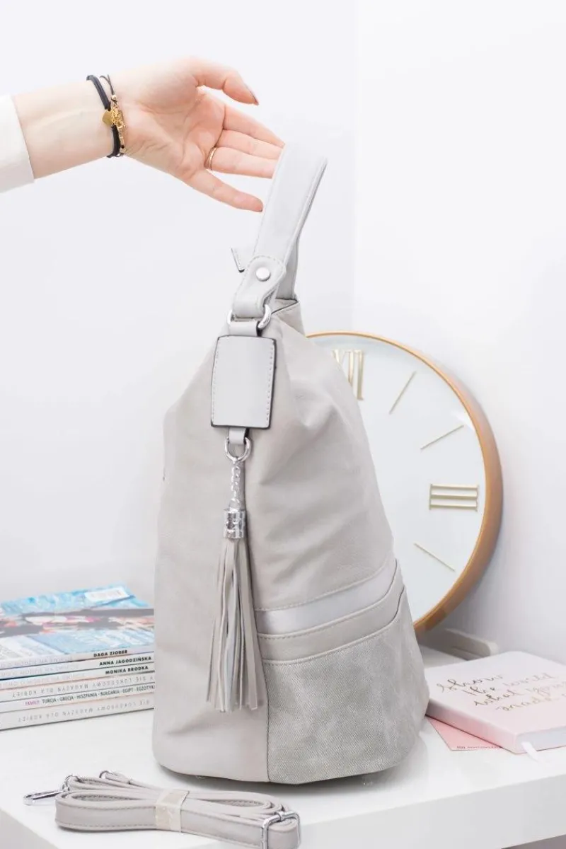 Torebki Klasyczne>Boto Szara Duża Torba Damska Shopper Bag