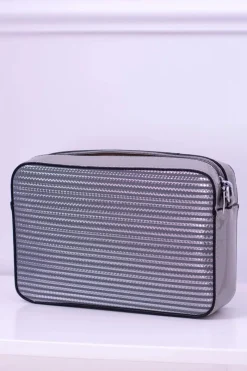 Torebki Klasyczne>Boto Szara Lakierowana Torebka Damska Not Scared