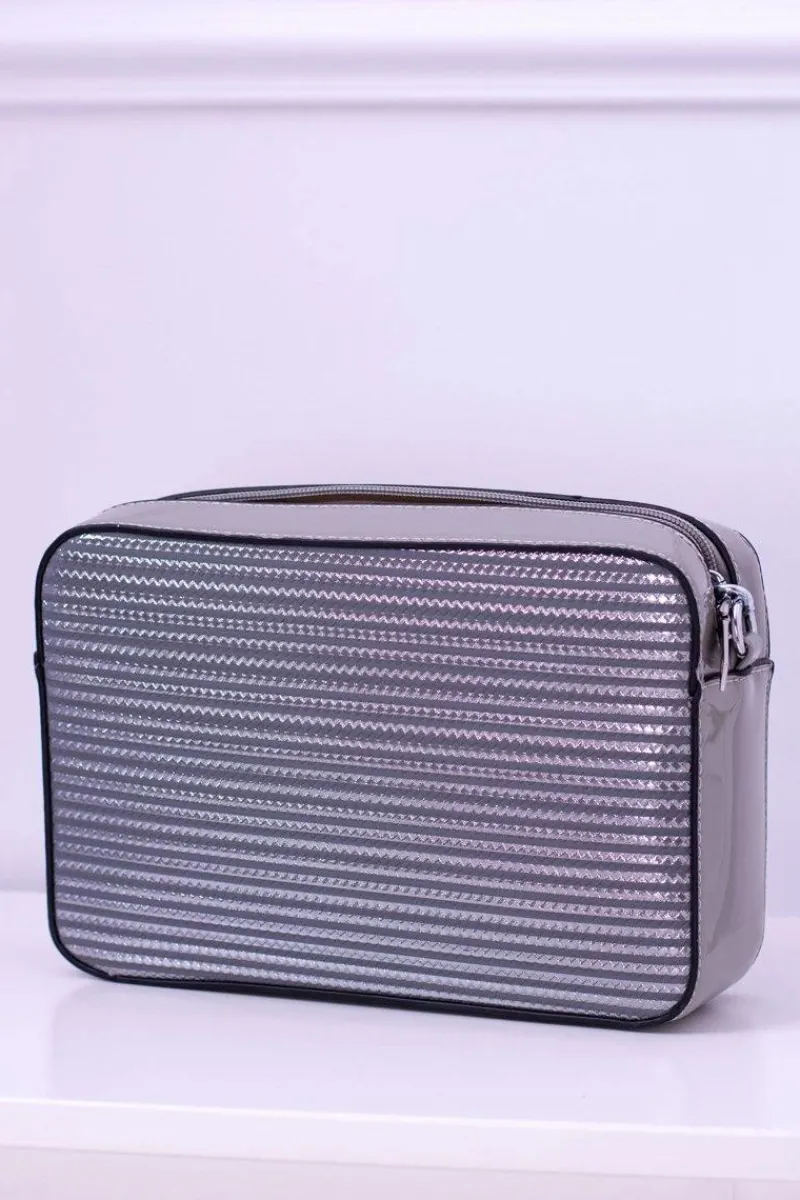 Torebki Klasyczne>Boto Szara Lakierowana Torebka Damska Not Scared