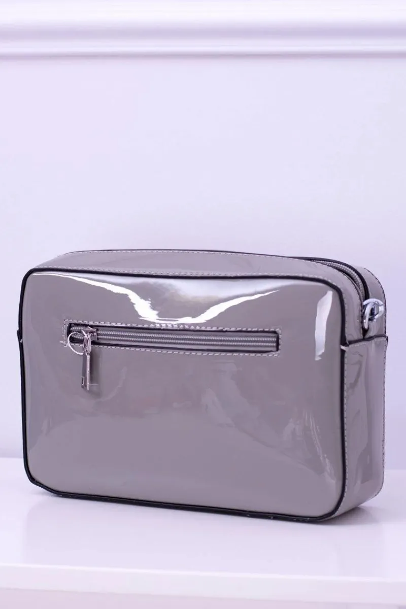 Torebki Klasyczne>Boto Szara Lakierowana Torebka Damska Not Scared