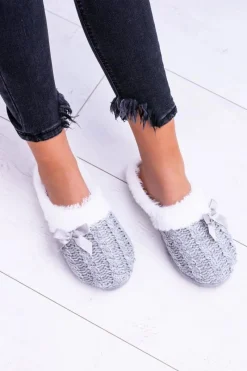 Kapcie Klasyczne|Klapki Z Futerkiem>Buty damskie Vinceza Szare Damskie Papcie Domowe Klapki Z Futerkiem Dezi