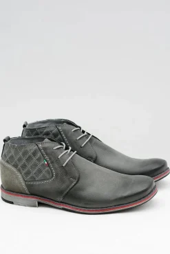 Boto Szare Męskie Skórzane Półbuty Graziano