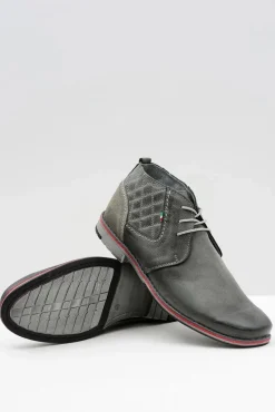 Boto Szare Męskie Skórzane Półbuty Graziano