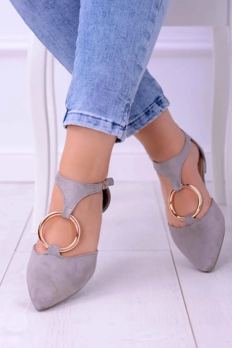 Online Szare Zamszowe Balerinki w Szpic Ciao Damskie Baleriny Klasyczne