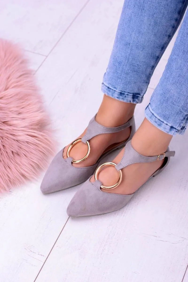 Online Szare Zamszowe Balerinki w Szpic Ciao Damskie Baleriny Klasyczne