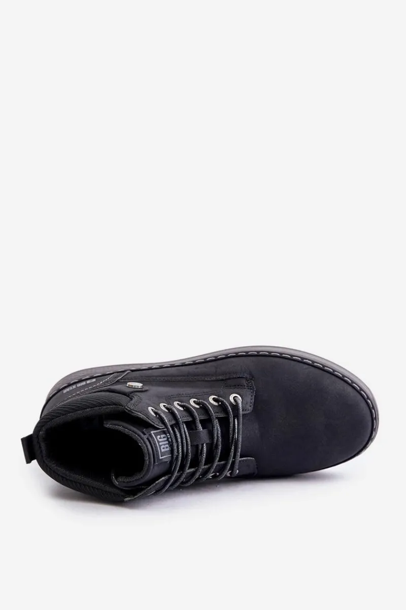 Sznurowane Botki Męskie Big Star OO174559 Hi-Poly System Czarne Męskie Botki Męskie