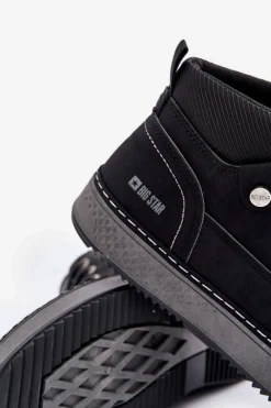 Sznurowane Botki Męskie Big Star OO174559 Hi-Poly System Czarne Męskie Botki Męskie