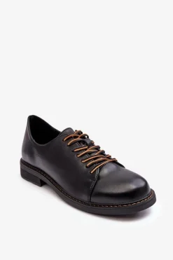 Półbuty Skórzane>Buty damskie Vinceza Sznurowane Skórzane Damskie Półbuty Czarne Nakera