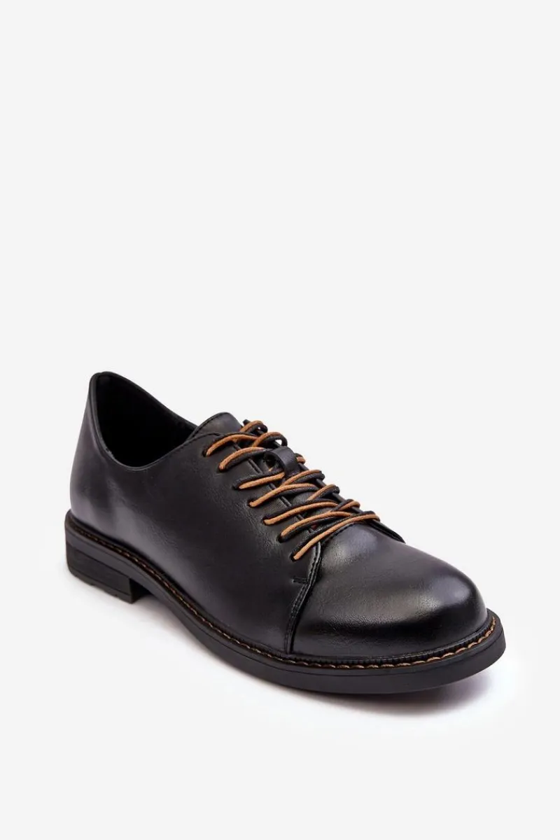 Półbuty Skórzane>Buty damskie Vinceza Sznurowane Skórzane Damskie Półbuty Czarne Nakera