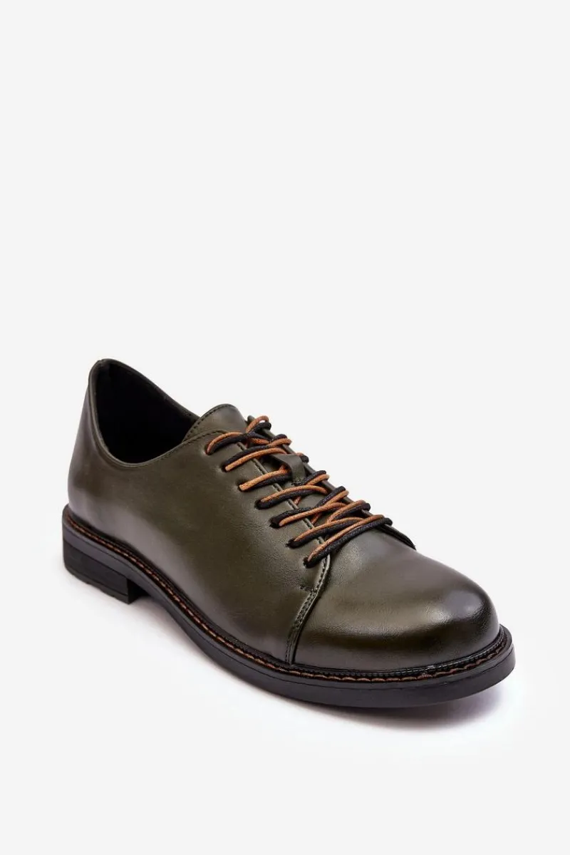 Hot Buty damskie Vinceza Sznurowane Skórzane Damskie Półbuty Ciemnozielone Nakera