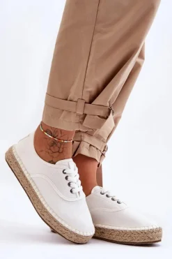 Trampki Damskie Big Star|Trampki Damskie Niskie>Big Star Shoes Sznurowane Trampki Espadryle Big Star LL274833 Białe