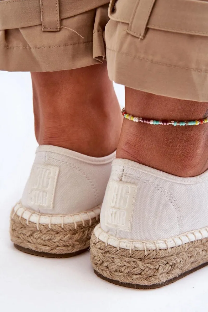 Trampki Damskie Big Star|Trampki Damskie Niskie>Big Star Shoes Sznurowane Trampki Espadryle Big Star LL274833 Białe