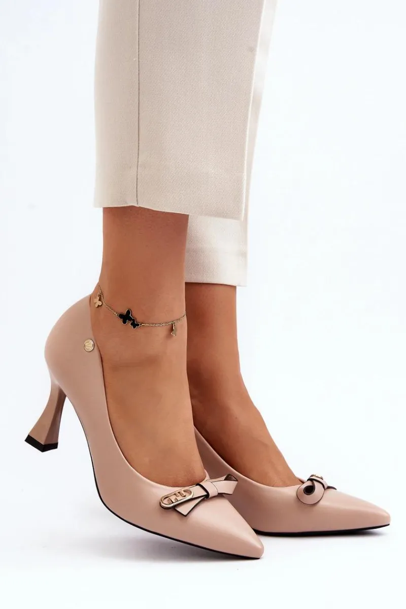 Clearance Buty damskie Vinceza Szpiki Eko Skórzane Beżowe Kismetti