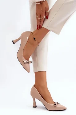 Clearance Buty damskie Vinceza Szpiki Eko Skórzane Beżowe Kismetti