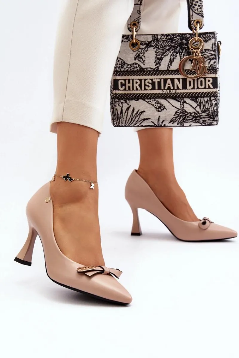 Clearance Buty damskie Vinceza Szpiki Eko Skórzane Beżowe Kismetti