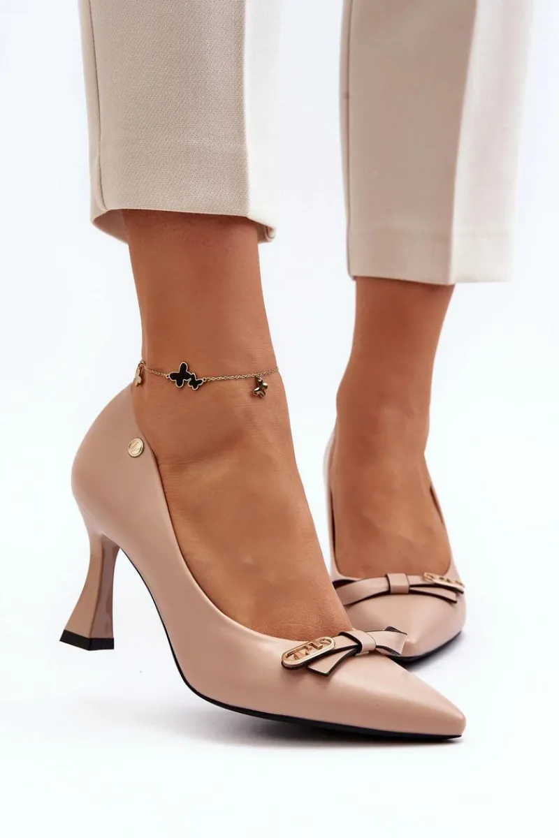 Clearance Buty damskie Vinceza Szpiki Eko Skórzane Beżowe Kismetti