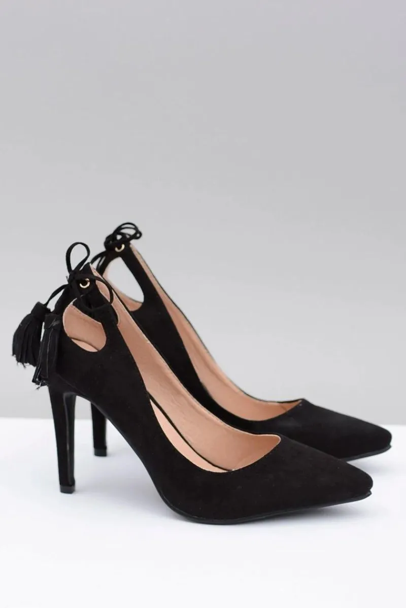 Outlet Szpilki damskie Lu Boo Czarne Zamszowe Loona Damskie Szpilki Zamszowe