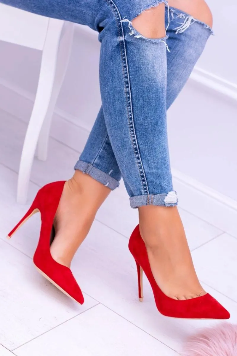 Online Boto Szpilki damskie Lu Boo Zamszowe Czerwone W Szpic Fione