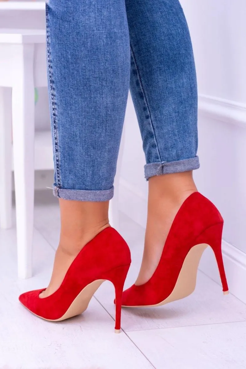 Online Boto Szpilki damskie Lu Boo Zamszowe Czerwone W Szpic Fione