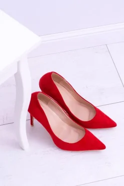 Online Boto Szpilki damskie Lu Boo Zamszowe Czerwone W Szpic Fione