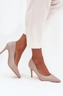 Clearance Szpilki Damskie Z Eko Skóry Beżowe Sivana Damskie Czółenka Klasyczne