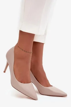 Clearance Szpilki Damskie Z Eko Skóry Beżowe Sivana Damskie Czółenka Klasyczne