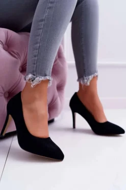 Discount Szpilki Damskie Zamszowe W Szpic Czarne Kiss Me Damskie Szpilki Zamszowe