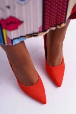 Szpilki Damskie Zamszowe Pomarańczowe Yanna Damskie Szpilki Zamszowe