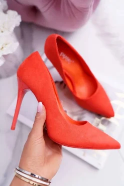 Szpilki Damskie Zamszowe Pomarańczowe Yanna Damskie Szpilki Zamszowe