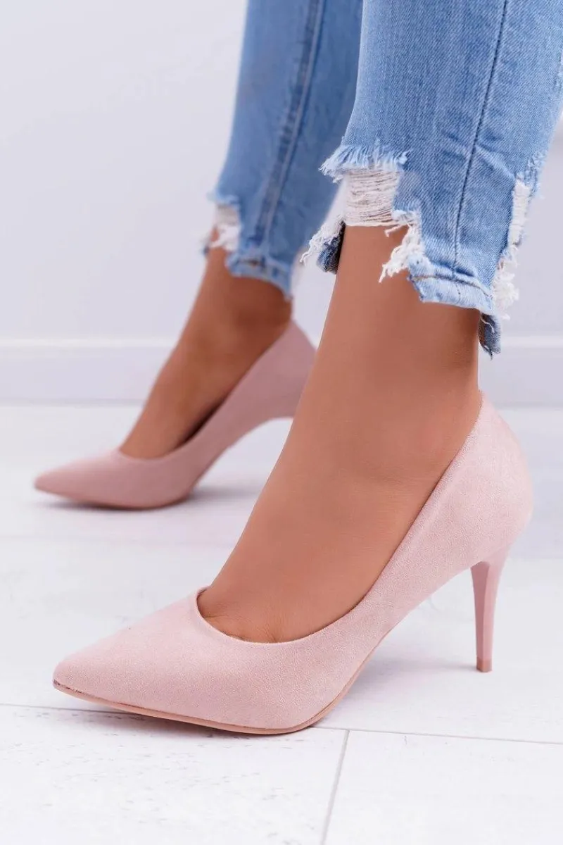 Best Boto Szpilki Damskie Zamszowe W Szpic Różowe Cream