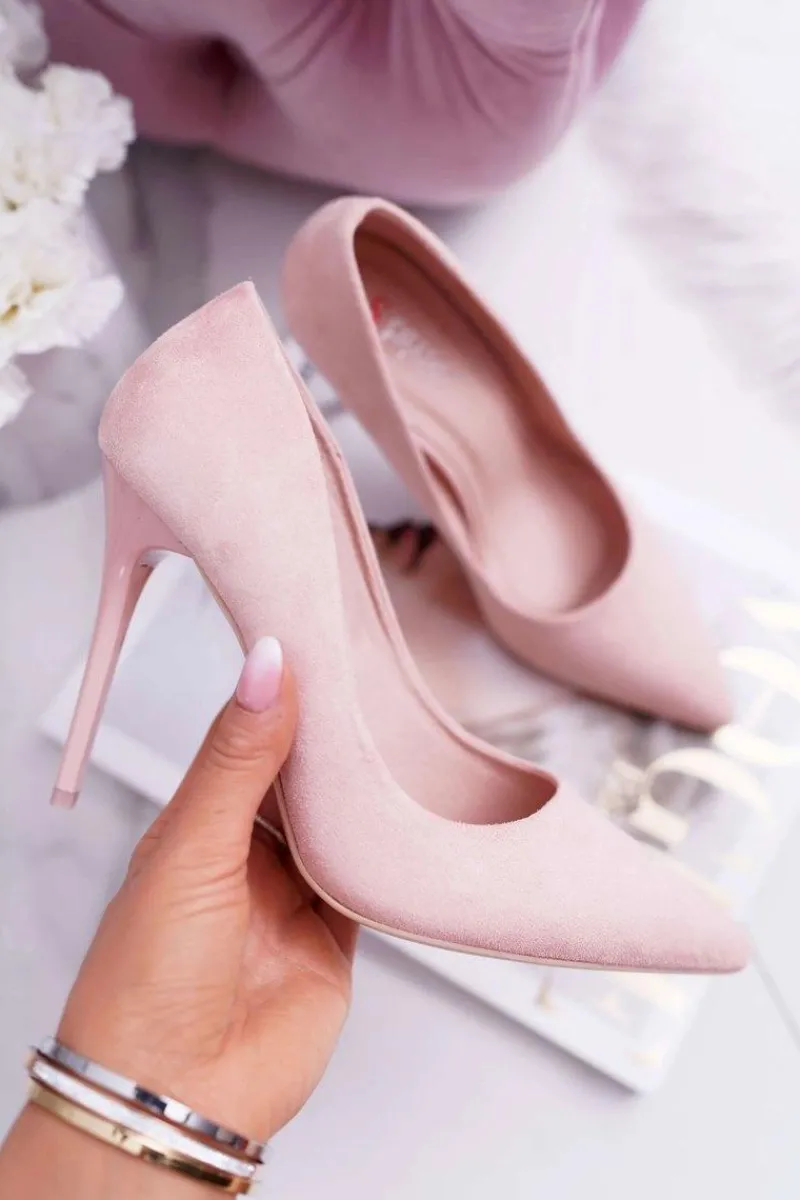 Szpilki Zamszowe>Boto Szpilki Damskie Zamszowe Różowe Yanna