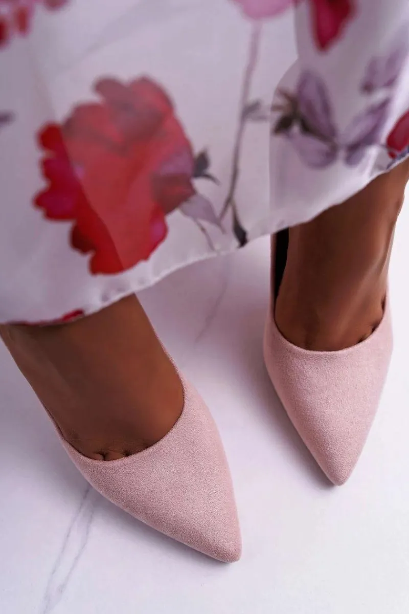 Szpilki Zamszowe>Boto Szpilki Damskie Zamszowe Różowe Yanna