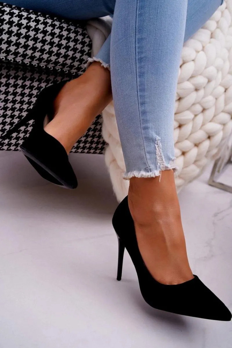 Szpilki Damskie Zamszowe Czarne Betty Damskie Szpilki Zamszowe