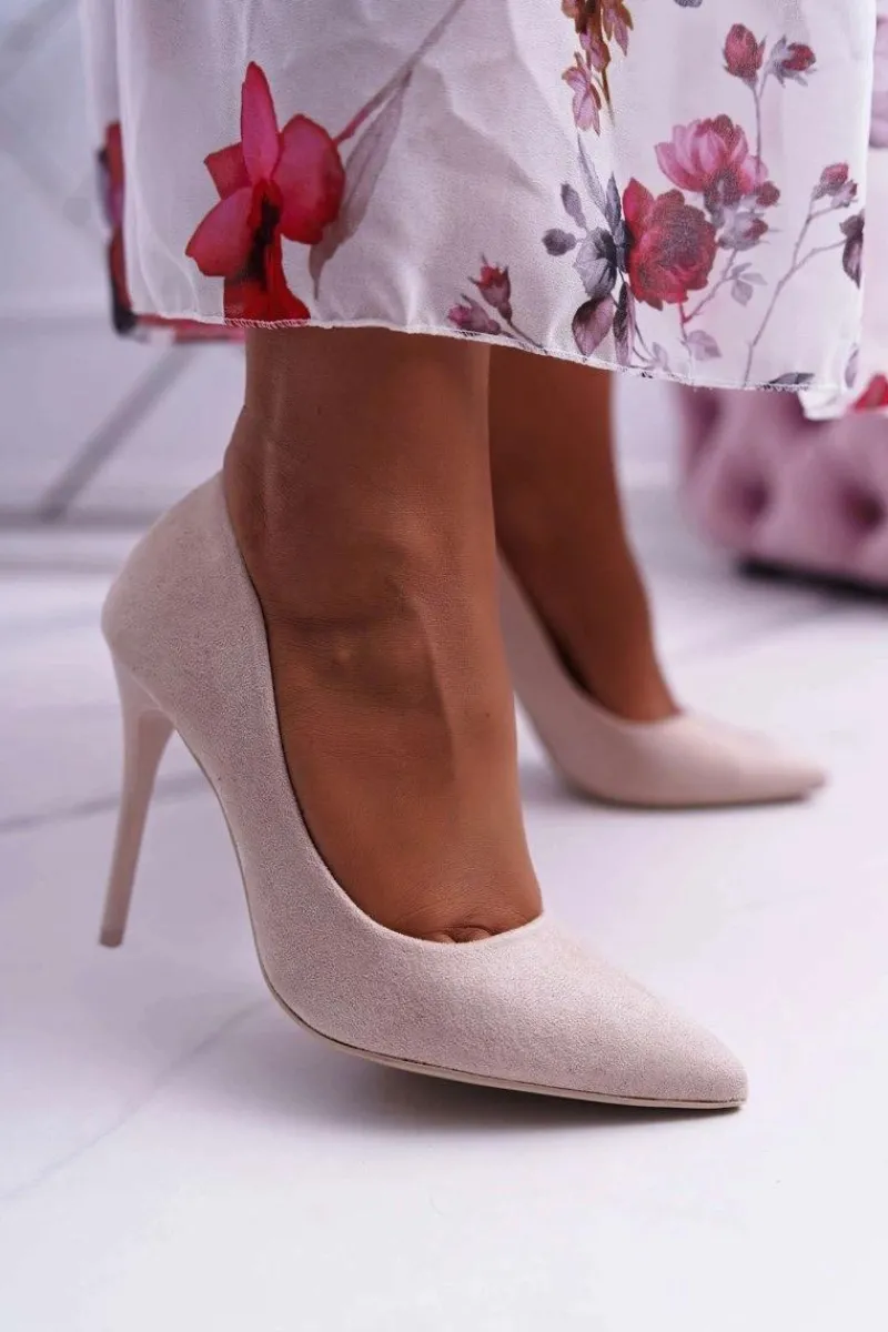 Szpilki Zamszowe>Boto Szpilki Damskie Zamszowe Beżowe Yanna