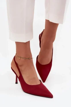 Discount Boto Szpilki Z Odkrytymi Piętami Bordowe Lenira Czerwony