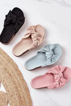 Boto Sztruksowe Klapki Na Korku Beżowe Summertime