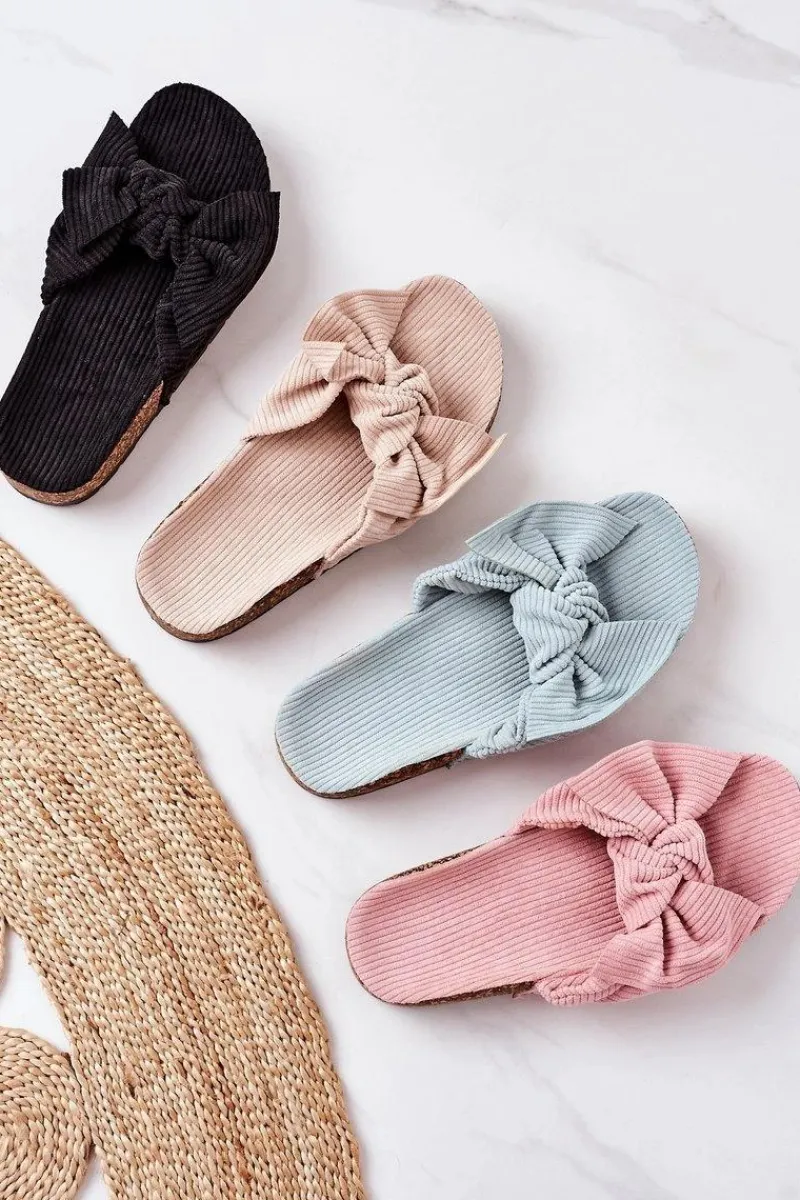 Boto Sztruksowe Klapki Na Korku Beżowe Summertime