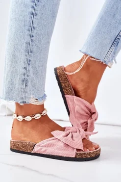 Sale Sztruksowe Klapki Na Korku Różowe Summertime Damskie Klapki Korkowe|Klapki Damskie Klasyczne